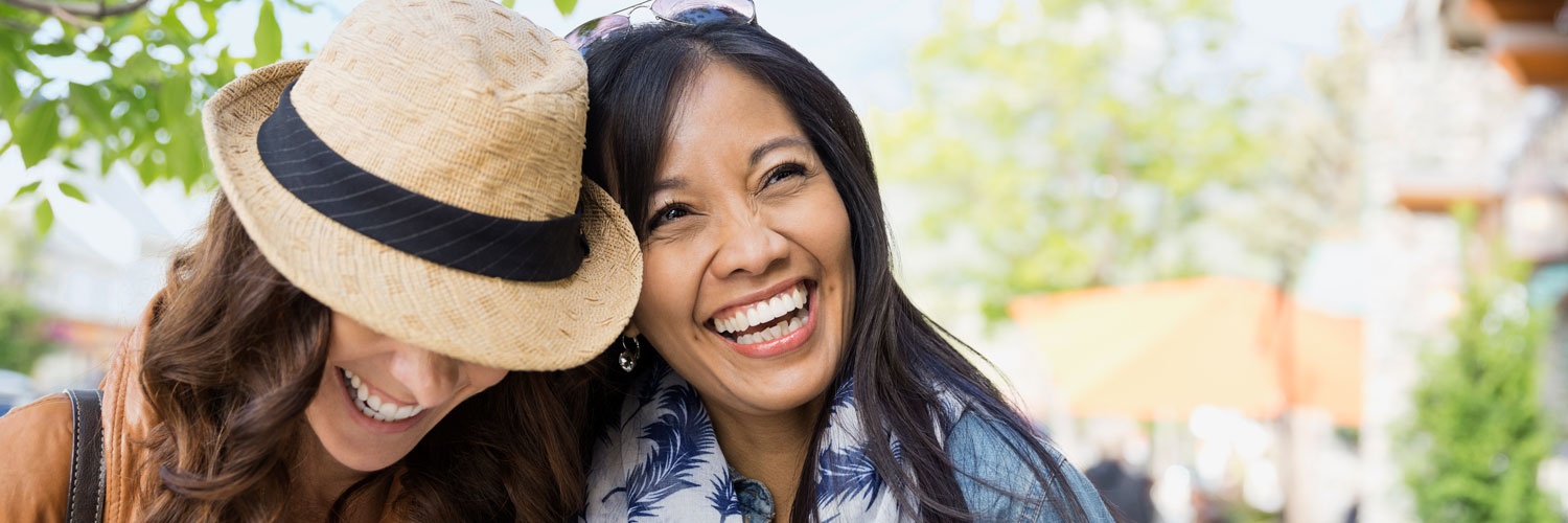 Two women laughing